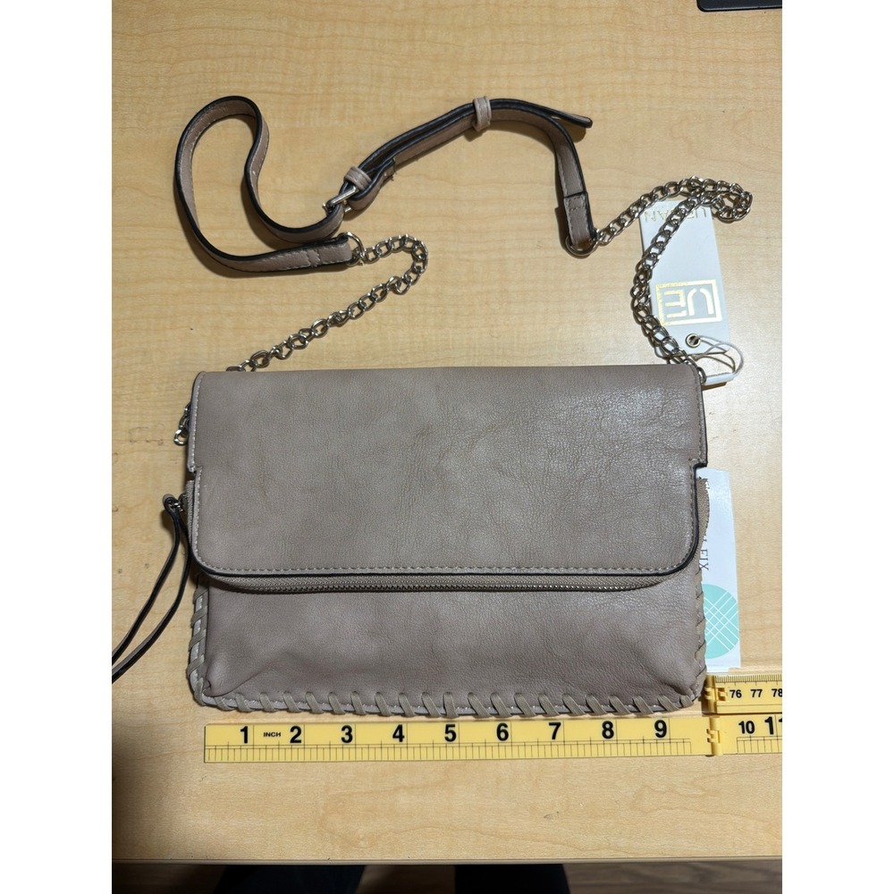 Urban Expressions Taupe Vegan Leather Whipstitch Crossbody Bag NEW